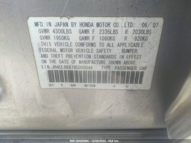 Acura Tsx Nav 2008 JH4CL96978C000844 Image 10