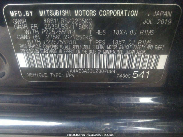 JA4AZ3A33LZ007894 Mitsubishi Outlander Es/se/sel/le/sp