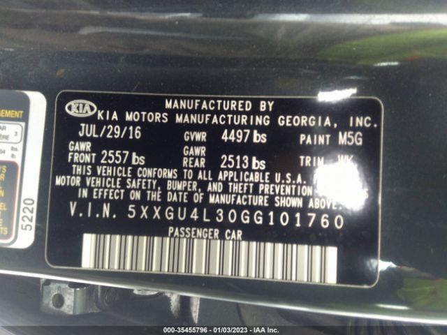 5XXGU4L30GG101760 KIA OPTIMA EX