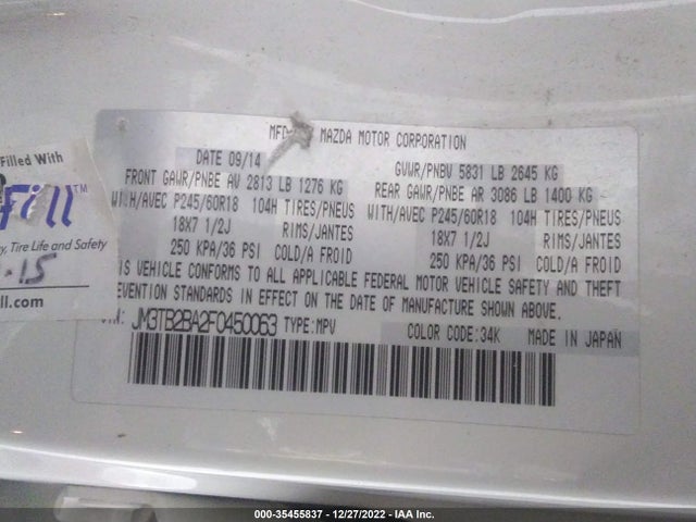 2015 Mazda CX-9, VIN: JM3TB2BA2F0450063