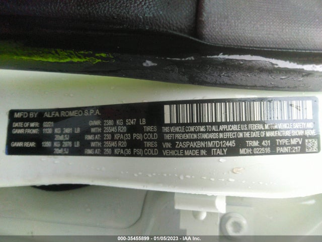 ZASPAKBN1M7D12445 Alfa Romeo STELVIO TI