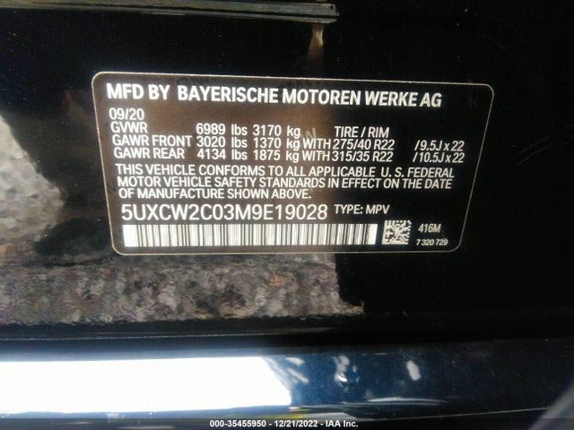 BMW X7 Xdrive40i 2021 5UXCW2C03M9E19028 Image 9