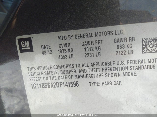 Chevrolet MALIBU LS 2013 1G11B5SA2DF141598 Image 9