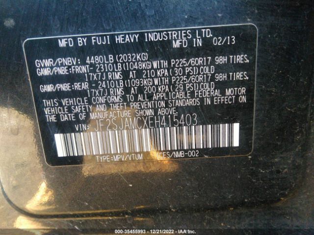 JF2SJAMCXEH415403 Subaru Forester 2.5i Touring