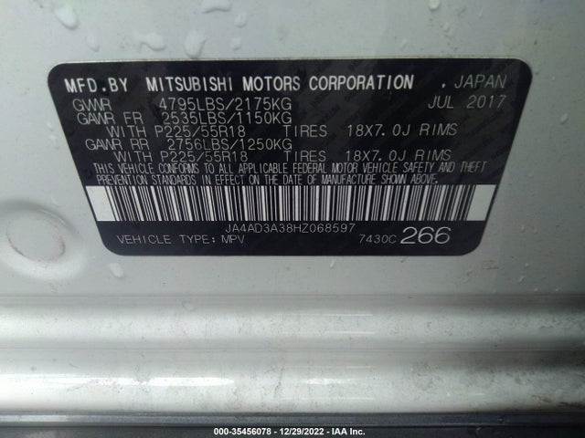 JA4AD3A38HZ068597 Mitsubishi Outlander Se/sel