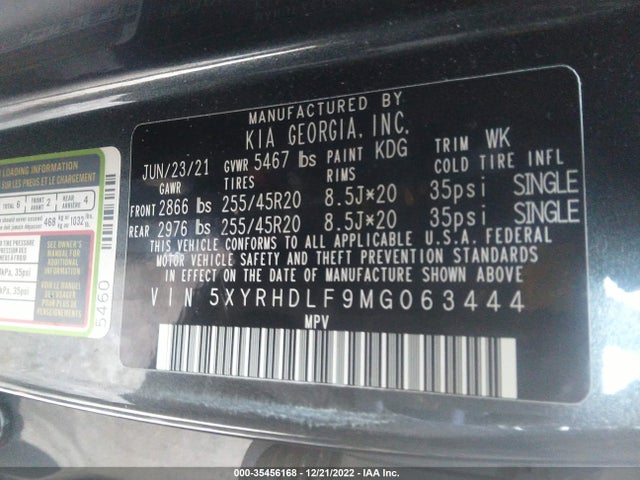 2021 Kia Sorento, VIN: 5XYRHDLF9MG063444