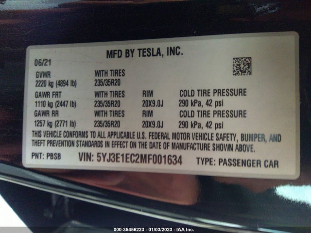 Tesla Model 3 Performance 2021 5YJ3E1EC2MF001634 Image 9