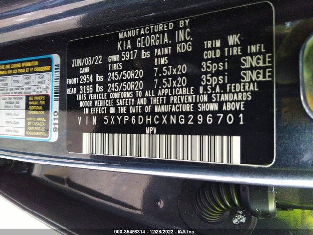 2022 Kia Telluride, VIN: 5XYP6DHCXNG296701