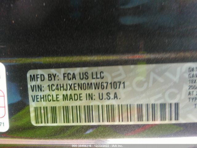 1C4HJXEN0MW671071 Jeep Wrangler Unlimited Sahara Altitude