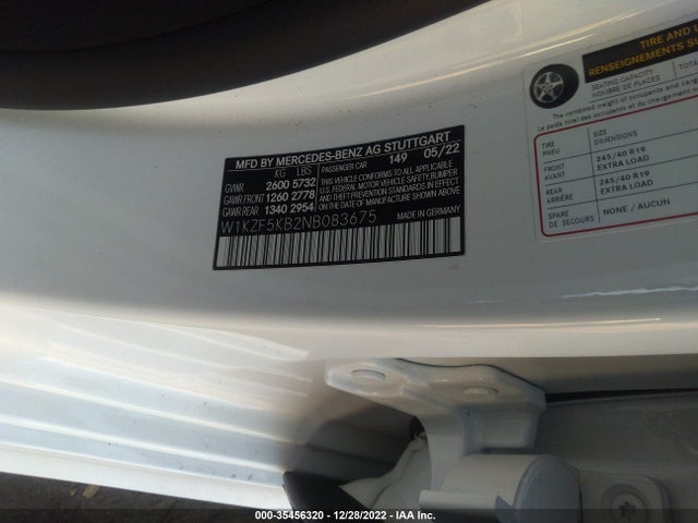 2022 Mercedes-Benz E-Class, VIN: W1KZF5KB2NB083675