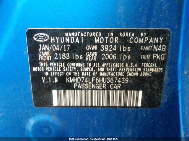 Hyundai ELANTRA SE 2017 KMHD74LF6HU367439 Image 9