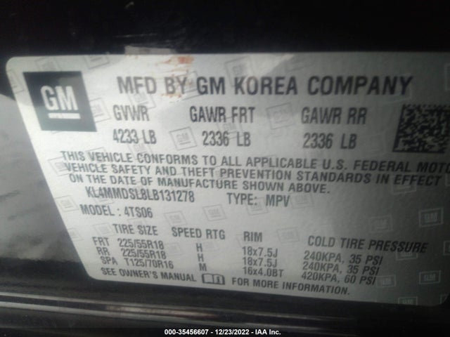 2020 BUICK ENCORE GX SELECT VIN: KL4MMDSL8LB131278
