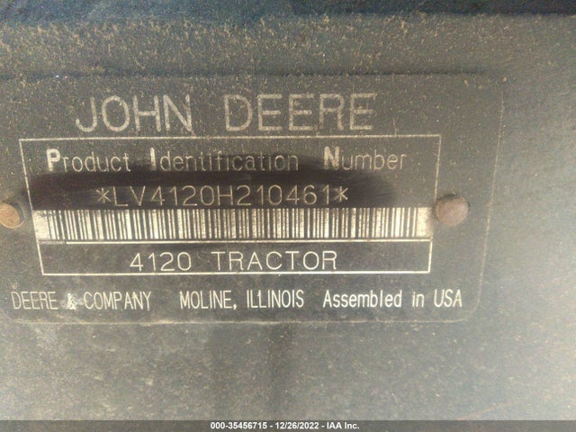 2009 John Deere 4120 მანქანა იყიდება აუქციონზე, vin: LV4120H210461, აუქციონის ნომერი: 35456715