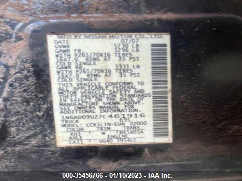 2007 NISSAN FRONTIER SE VIN: 1N6AD09U27C461916