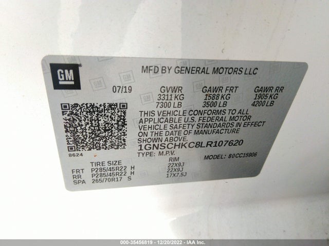 Chevrolet Suburban Lt 2020 1GNSCHKC8LR107620 Image 9