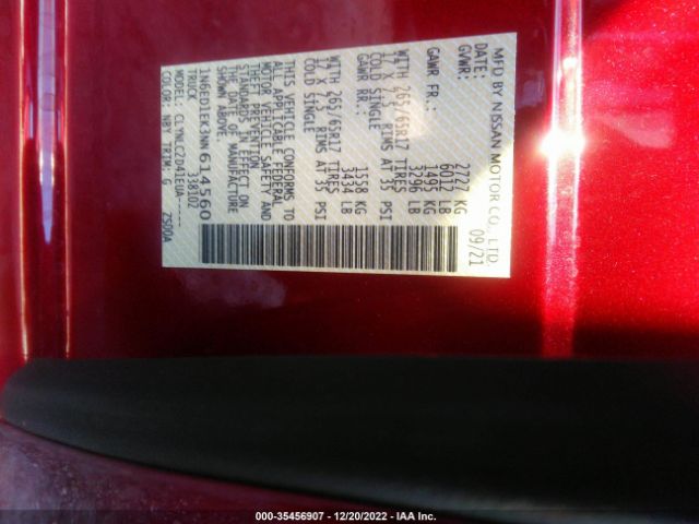 1N6ED1EK3NN614560 Nissan Frontier Sv
