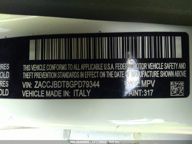 2016 Jeep Renegade, VIN: ZACCJBDT8GPD79344