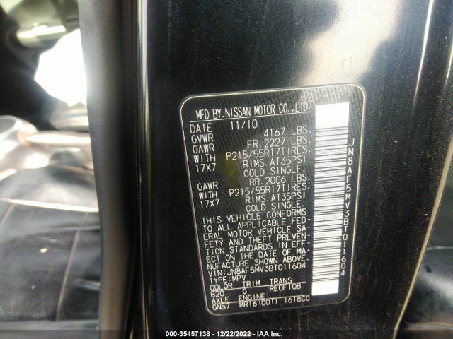 2011 NISSAN JUKE S VIN: JN8AF5MV3BT011604
