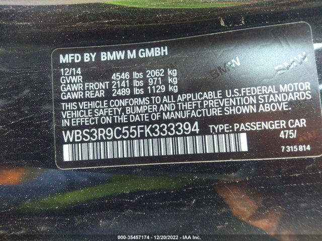 2015 BMW M4, VIN: WBS3R9C55FK333394
