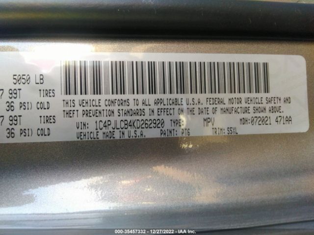 1C4PJLCB4KD262920 Jeep Cherokee Latitude