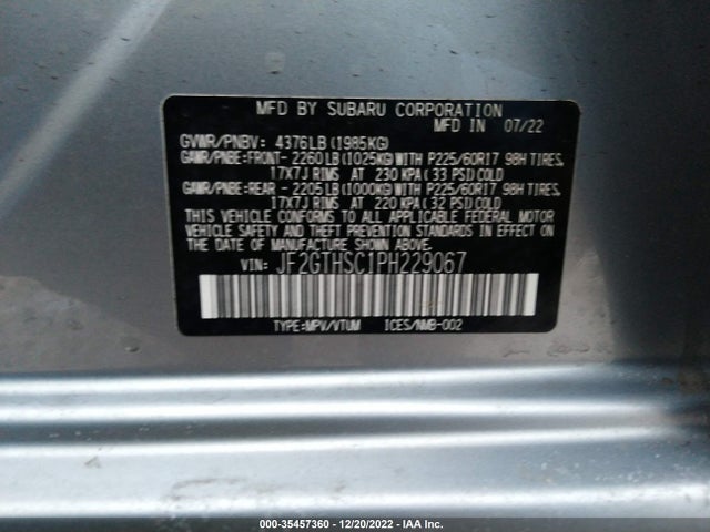2023 SUBARU CROSSTREK SPORT VIN: JF2GTHSC1PH229067