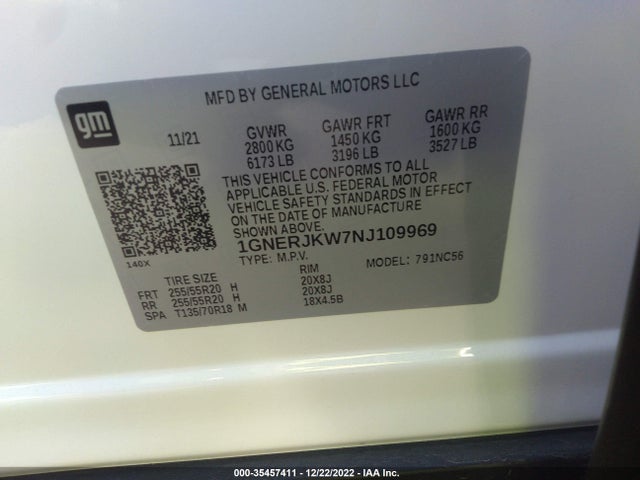 Chevrolet Traverse Rs 2022 1GNERJKW7NJ109969 Image 9