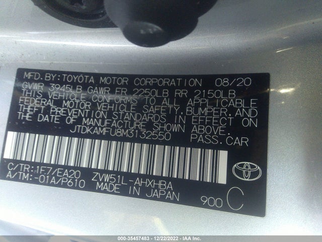 2021 Toyota Prius, VIN: JTDKAMFU8M3132550