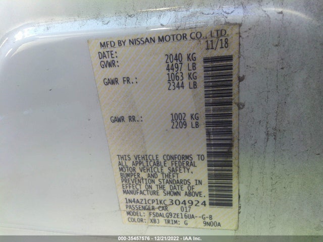 2019 Nissan Leaf, VIN: 1N4AZ1CP1KC304924