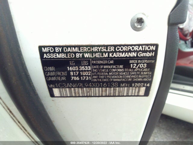 Chrysler Crossfire 2004 1C3AN69L94X016138 Image 10