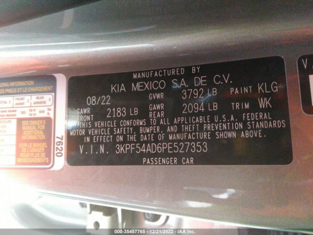 3KPF54AD6PE527353 KIA Forte Gt-line