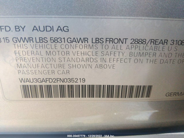 WAU3GAFD2FN035219 Audi A8 L 3.0t