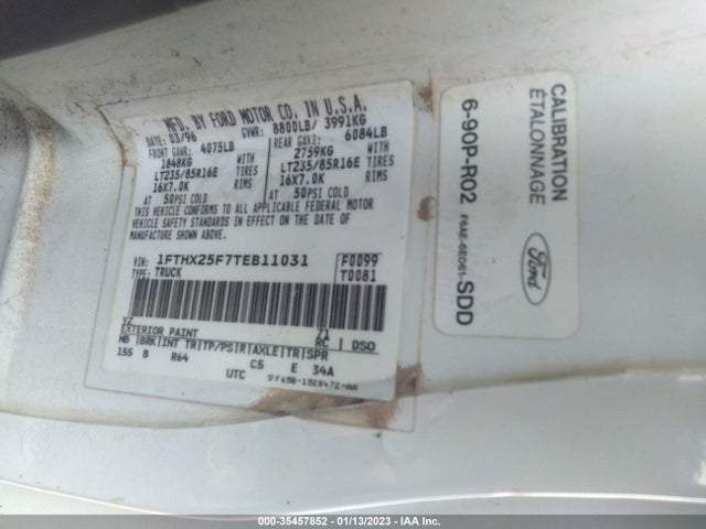 1996 FORD F250 VIN: 1FTHX25F7TEB11031