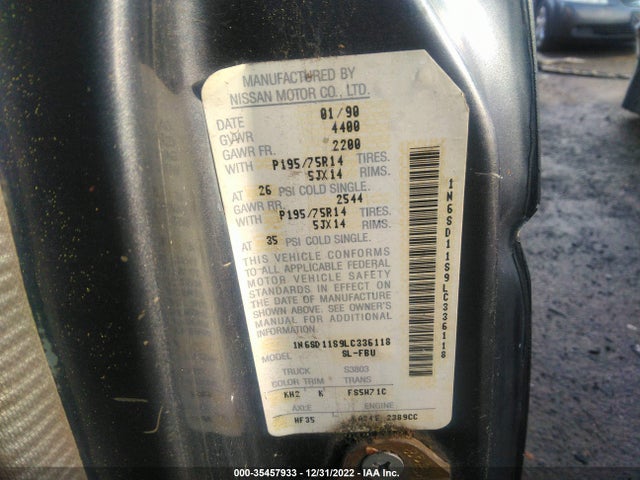 1990 NISSAN D21 SHORT BED VIN: 1N6SD11S9LC336118