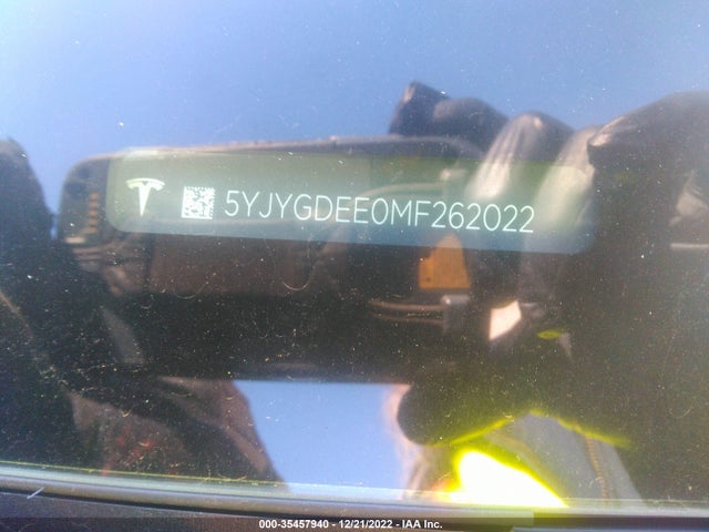 2021 TESLA MODEL Y LONG RANGE VIN: 5YJYGDEE0MF262022