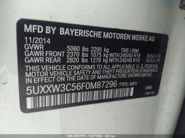 BMW X4 Xdrive28i 2015 5UXXW3C56F0M87296 Image 9
