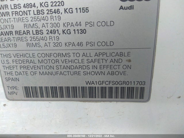 Audi Q3 2016 WA1GFCFS0GR011703 Image 10