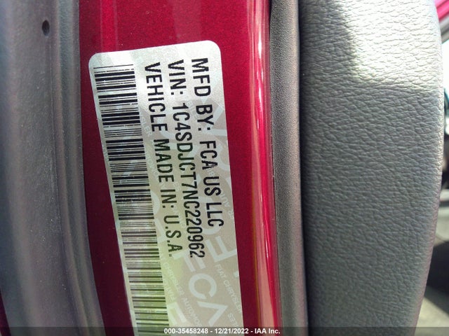 2022 Dodge Durango, VIN: 1C4SDJCT7NC220962