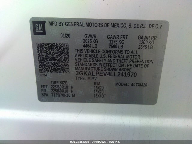 2020 GMC TERRAIN SLT VIN: 3GKALPEV4LL241970