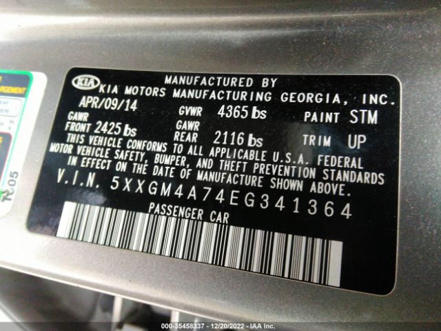 5XXGM4A74EG341364 KIA Optima Lx