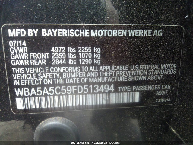 2015 BMW 5 Series, VIN: WBA5A5C59FD513494