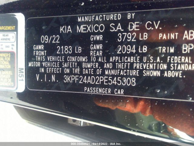 3KPF24AD2PE545308 KIA Forte Lxs