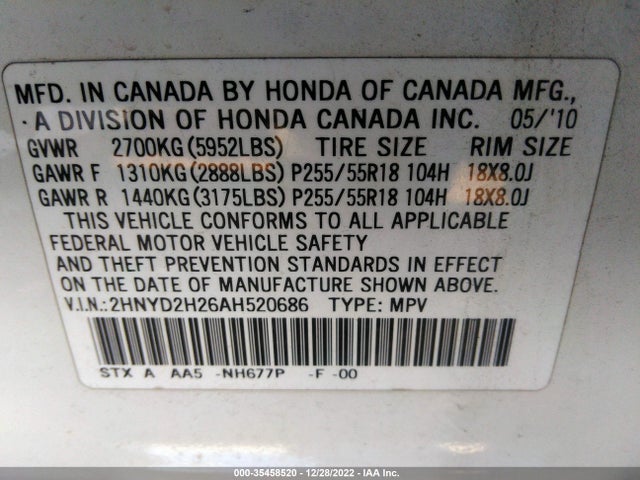 Acura MDX 2010 2HNYD2H26AH520686 Image 10
