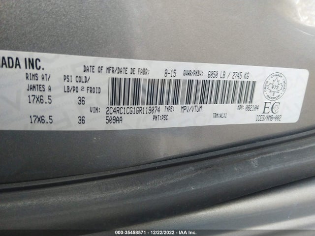 Chrysler Town & Country Touring 2016 2C4RC1CG1GR119074 Image 9