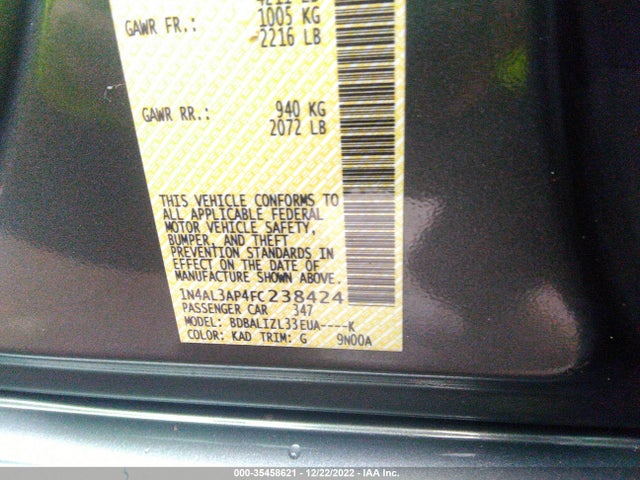 Nissan Altima 2.5 Sv 2015 1N4AL3AP4FC238424 Image 9