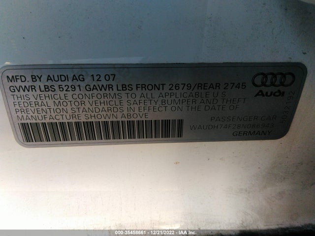 Audi A6 2008 WAUDH74F28N086943 Image 10
