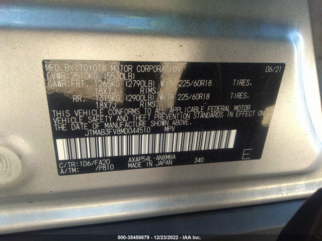 2021 Toyota RAV4, VIN: JTMAB3FV8MD044510