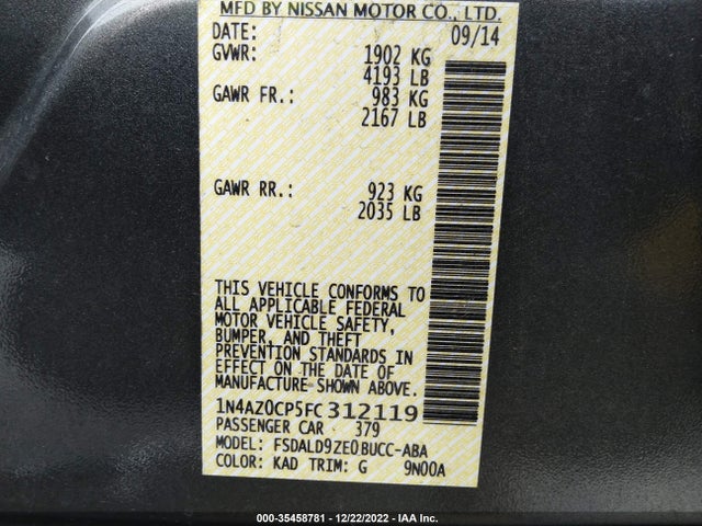 2015 Nissan Leaf, VIN: 1N4AZ0CP5FC312119