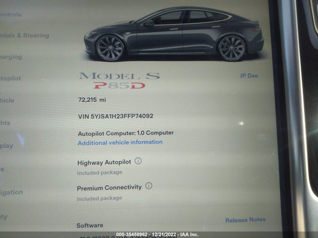 2015 Tesla Model S, VIN: 5YJSA1H23FFP74092