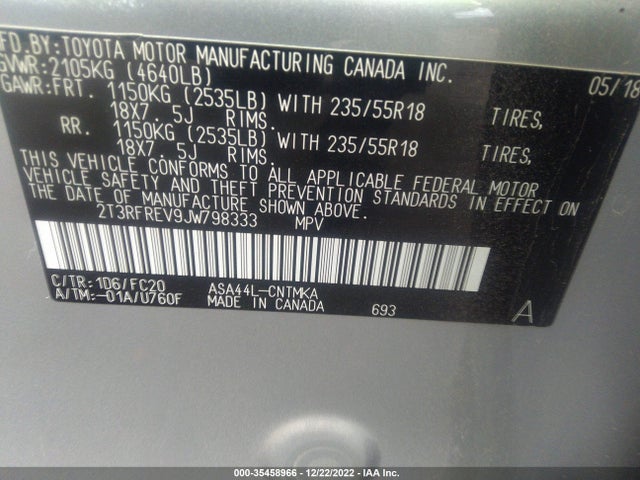 2018 Toyota RAV4, VIN: 2T3RFREV9JW798333