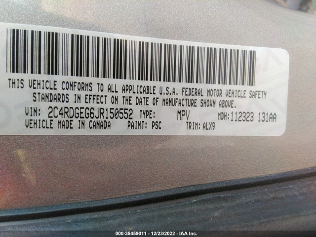 Dodge Grand Caravan Gt 2018 2C4RDGEG6JR150552 Image 9